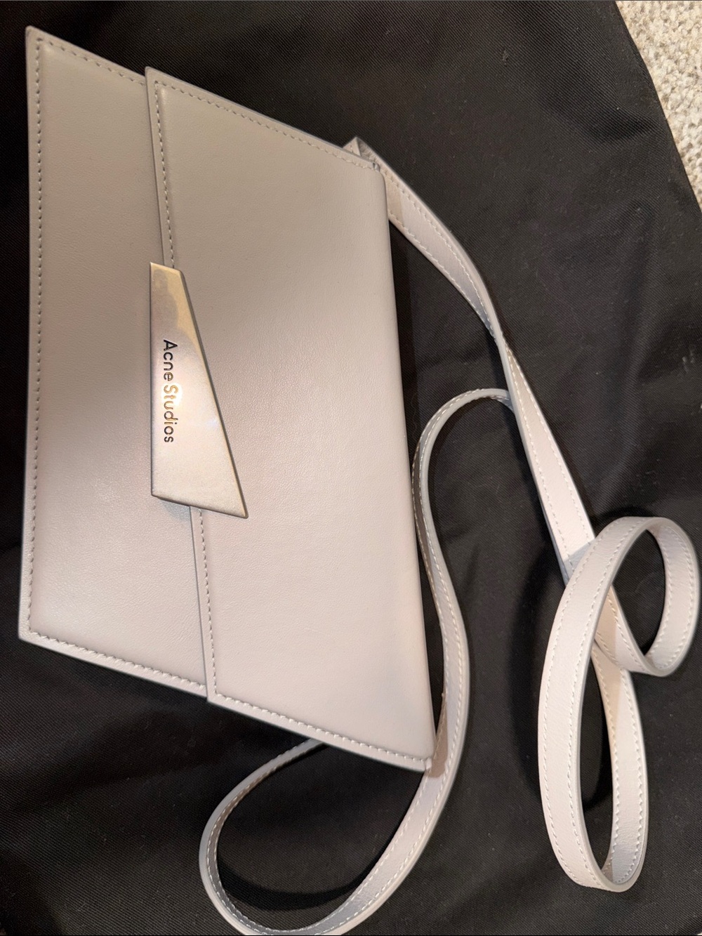 Acne Light Gray Leather Envelope Crossbody